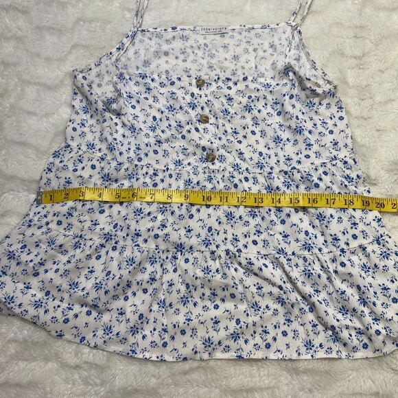 Paper Crane Cami Blouse Womens Large White 100% Rayon Floral Pullover Drop Waist - Picture 4 of 10